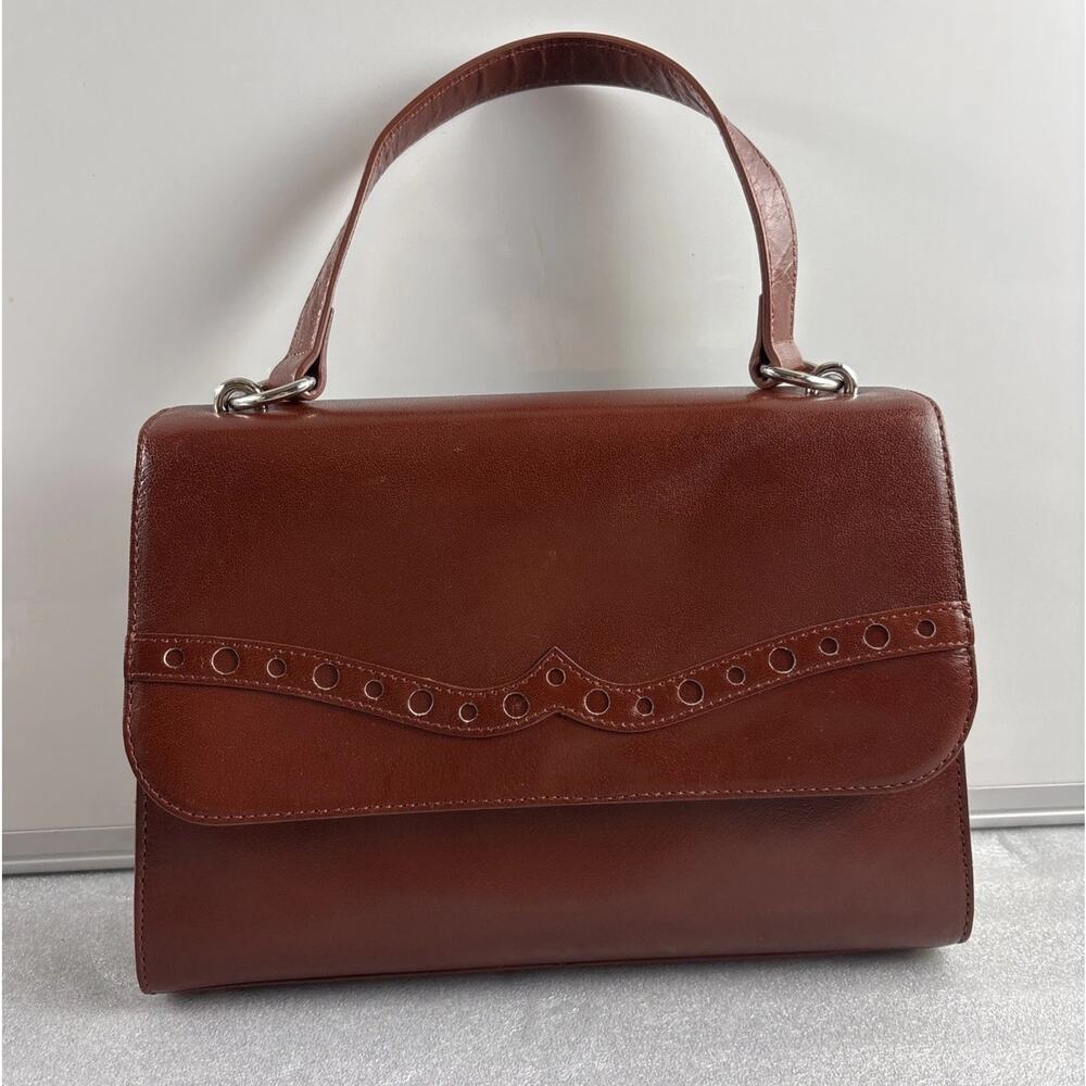 HOBO THE ORIGINAL Brown Smooth Patent Leather Single Strap Shoulder Flap Bag